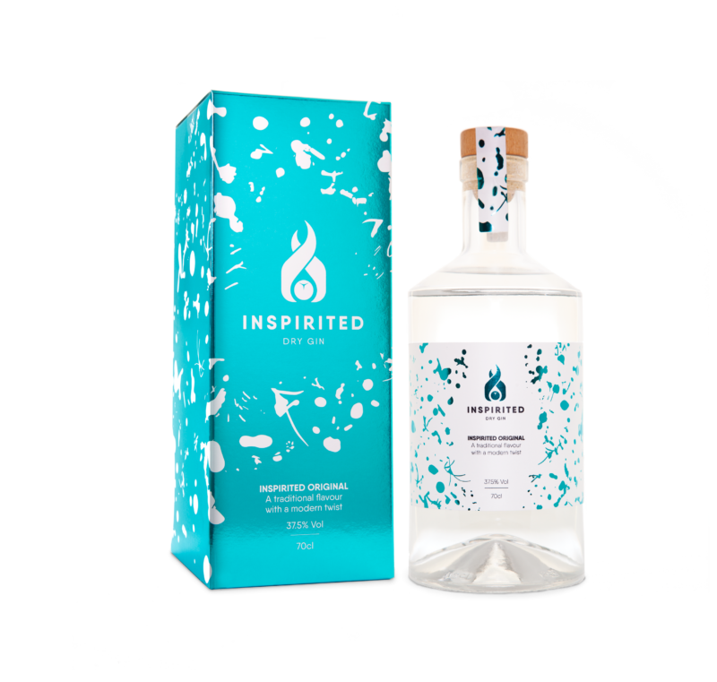 digital marketing image of gin bottle and box