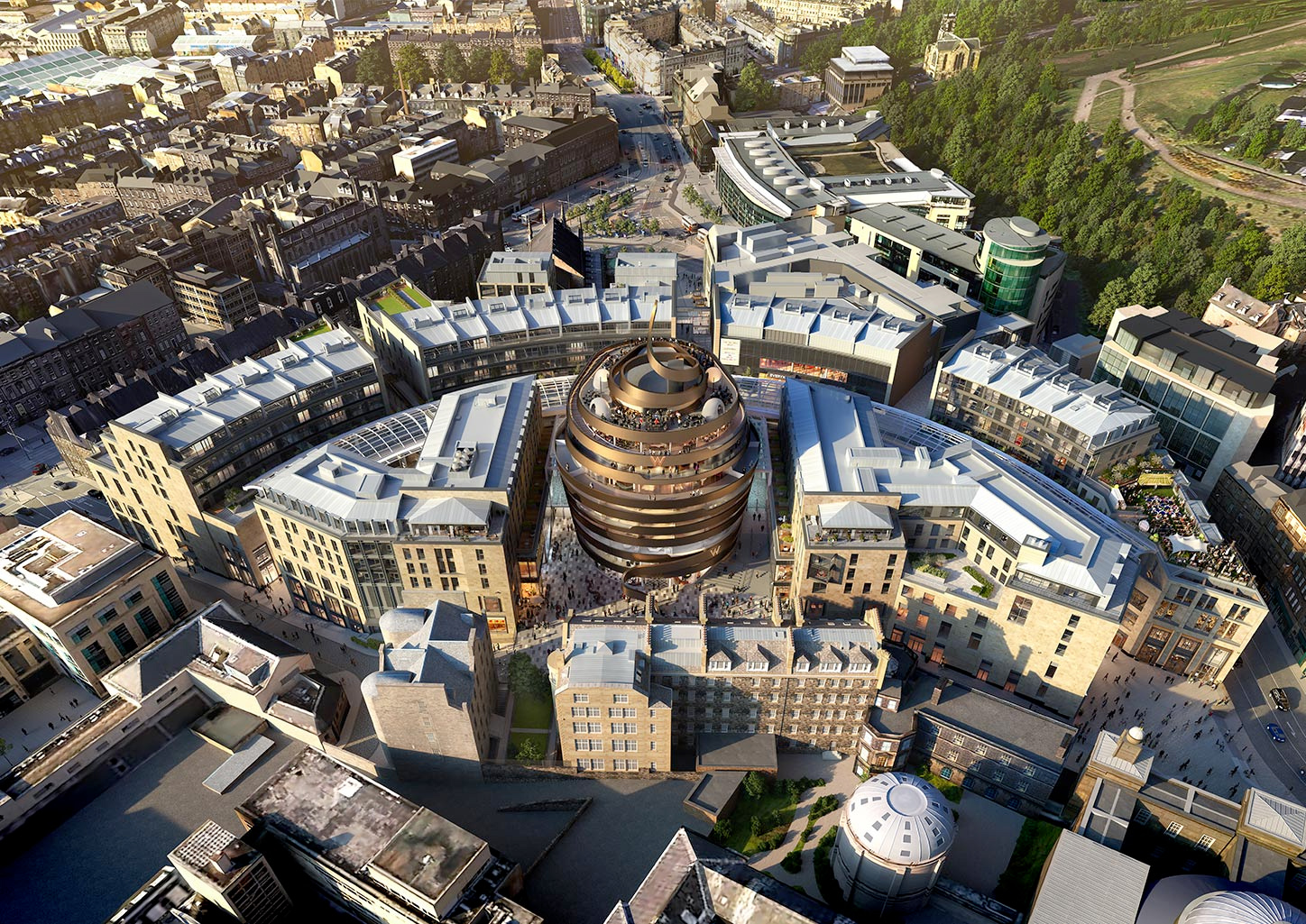 aerial image of St James Quarter as part of marketing project management