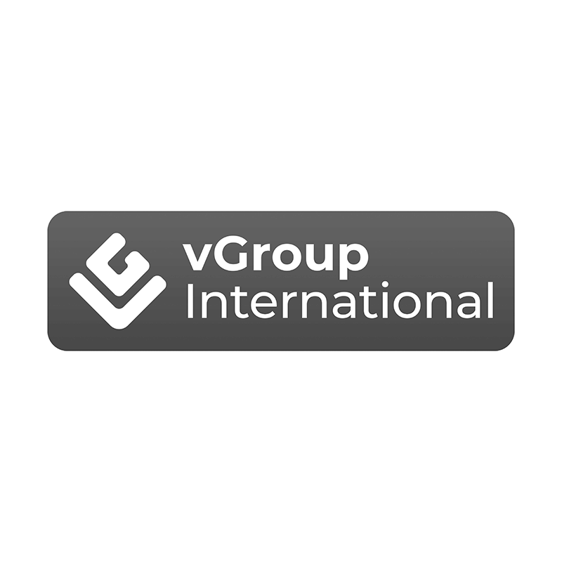 vGroup International logo in black & white.